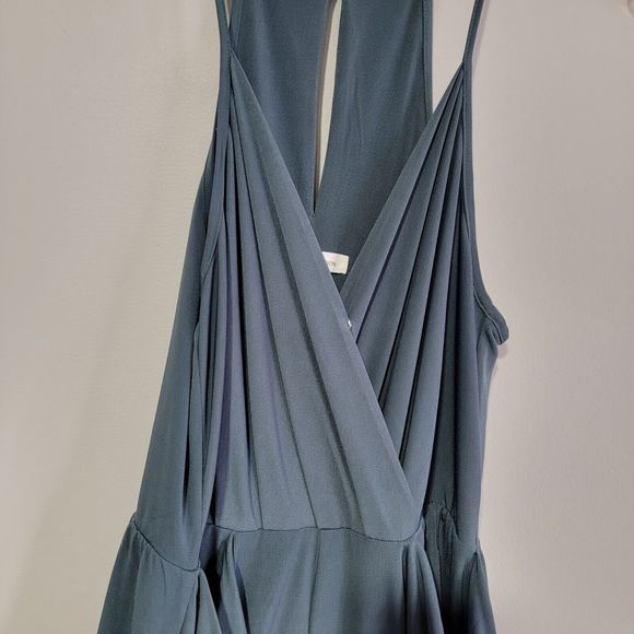 BCBGeneration Drape Pocket Jumpsuit Womens Size Medium Blue Sleeveless Stretchy - Picture 3 of 11